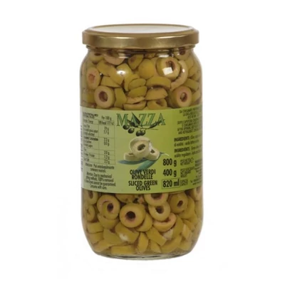 Olívabogyó zöld szeletelt 800/400g ''Mazza''